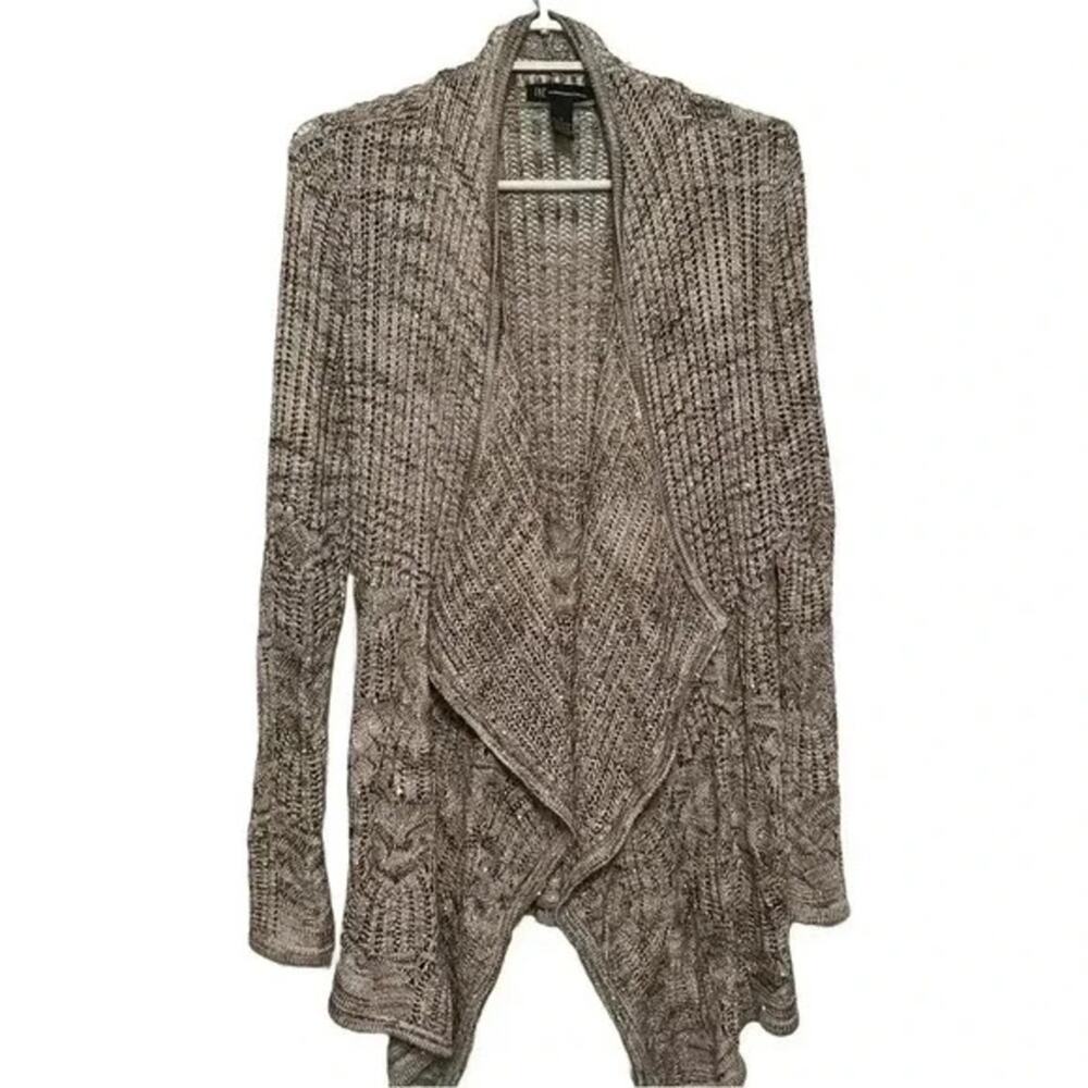 INC International Concepts brown tan white gold sparkle knit cardigan sz XL
b61